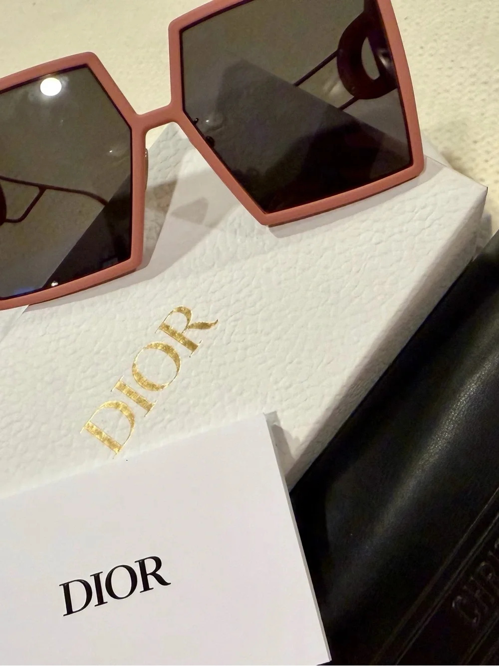 Dior Square Sunglasses in Dusty Pink with Dark Lenses